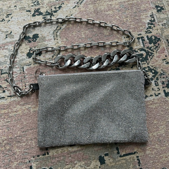 KARA Ssense White Crystal Mesh Crossbody Bag - Picture 3 of 5